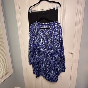 QVC Stan Herman Sweater Knit Tunic Legging Lounge Set Womens Med Large Navy NWOT